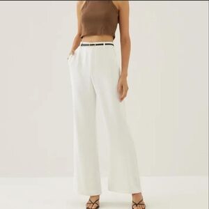 Chic White Women's Wide-Leg Trousers